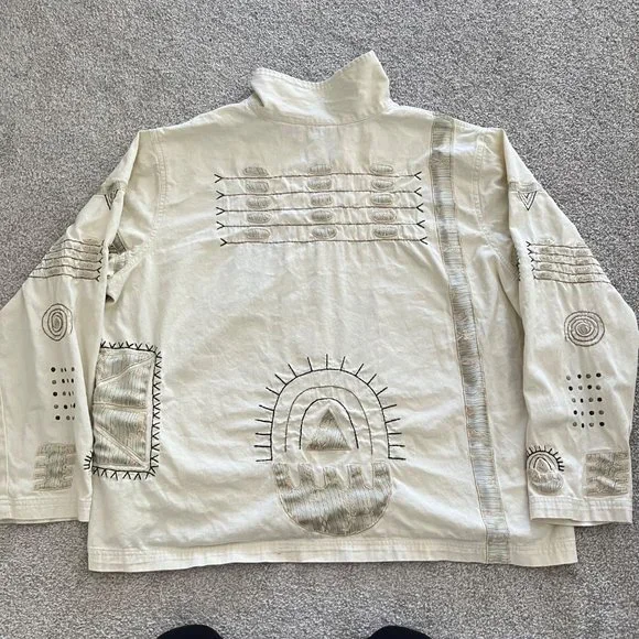 Vintage Brownstone Studio Unique Embroidered Boho Cottage Top w Oyster Buttons - Picture 9 of 13